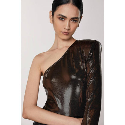 Patrizia Pepe Brown Acetate Blouse