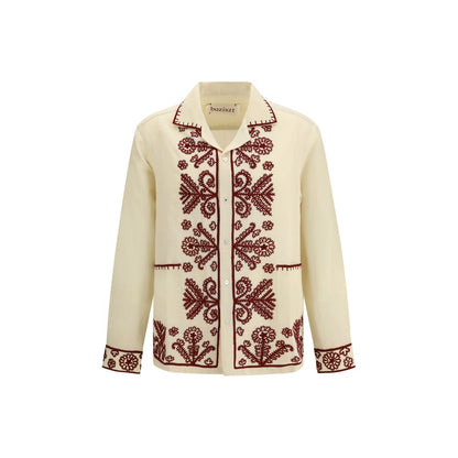 Baziszt Beige Hemp Pattern Shirt