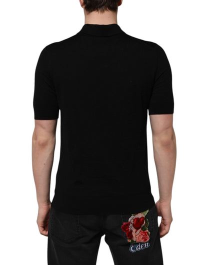Camiseta de manga corta Dolce & Gabbana de lana negra con logo floral