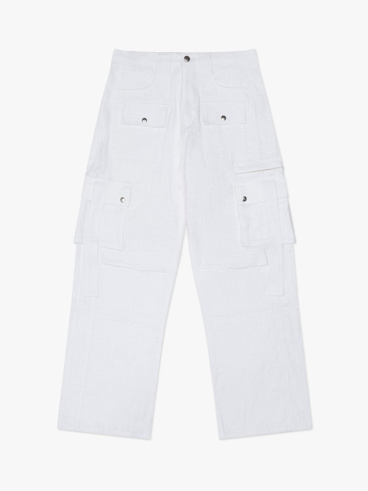 Rhude White Linen Cargo Pants