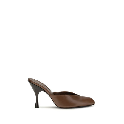 Herbert Levine Brown Calf Leather Bos Taurus Mules