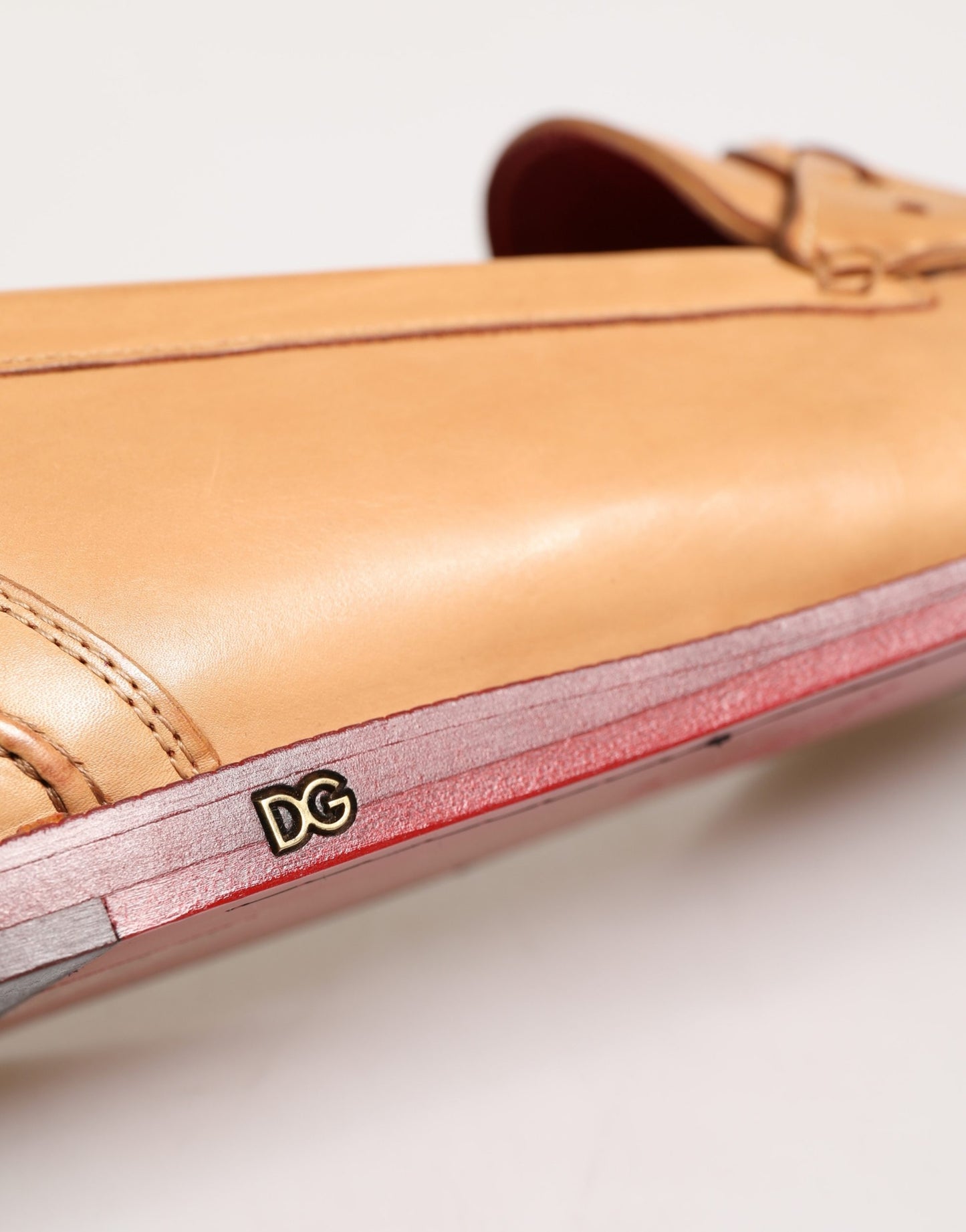 Chaussures Mocassins Homme en Cuir Beige à Pompom Dolce & Gabbana