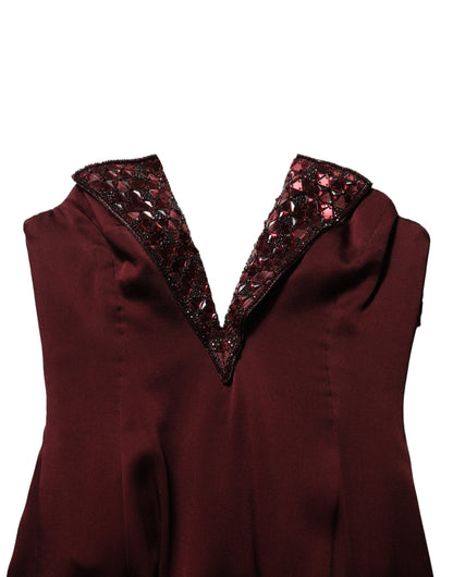 Robe de soirée Dolce & Gabbana bordeaux ornée d'un col en V