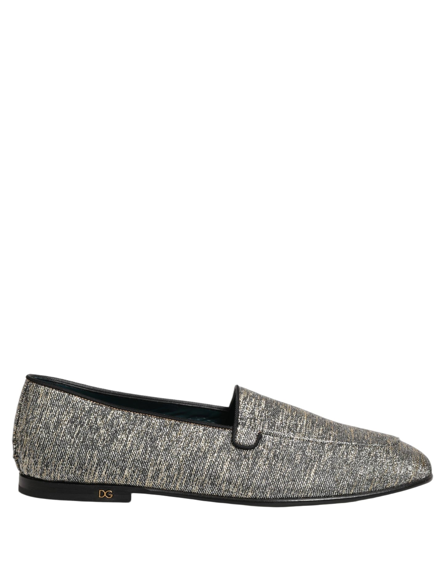 Chaussures Loafers Dolce & Gabbana Grises Pailletées Lurex Logo DG