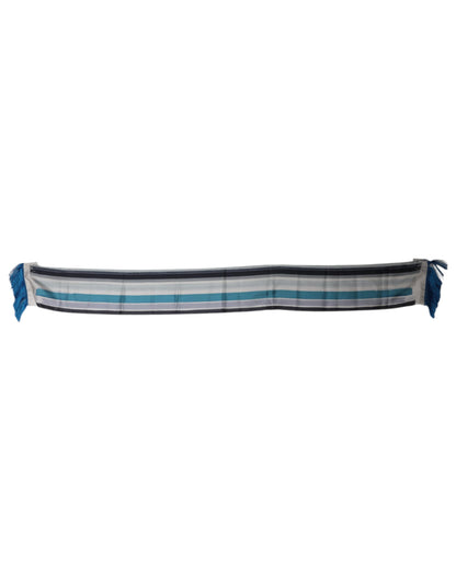 Dolce & Gabbana Multicolor Stripes Silk Fringes Neck Foulard Scarf