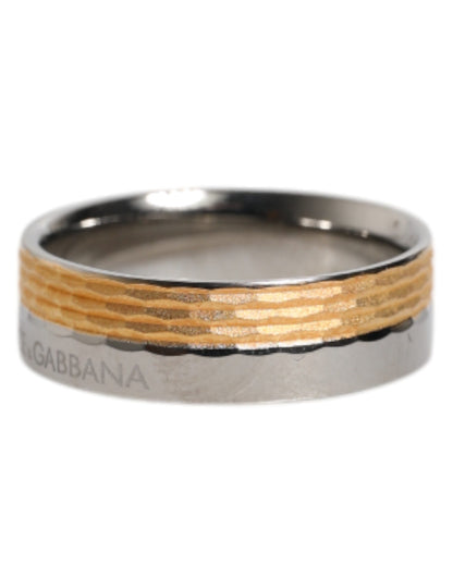 Bague Dolce & Gabbana en laiton véritable, ton or et argent, avec logo DG