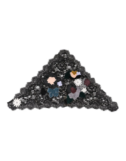 Chapeau en voile de coton noir à applique florale en dentelle Dolce & Gabbana