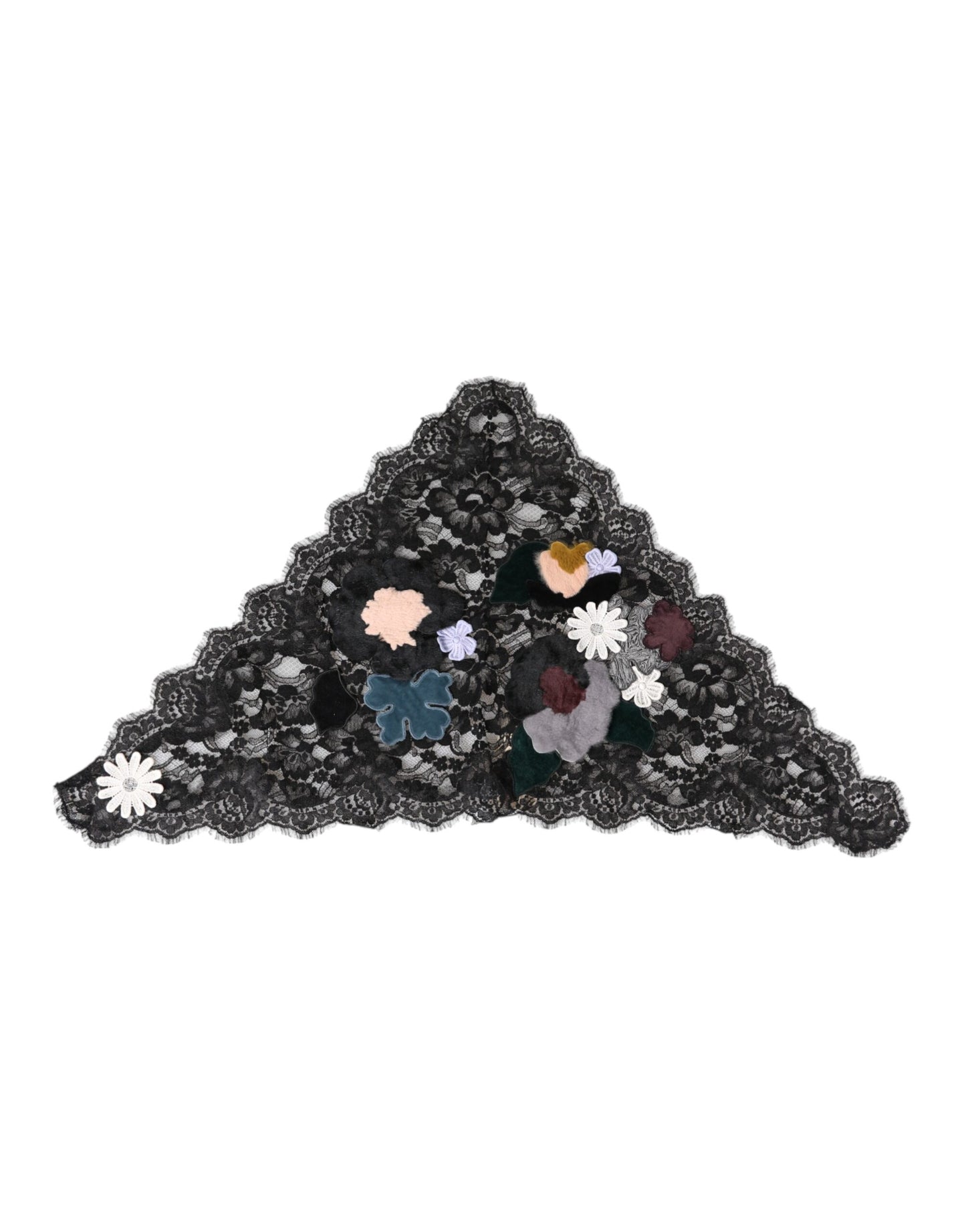 Chapeau en voile de coton noir à applique florale en dentelle Dolce & Gabbana