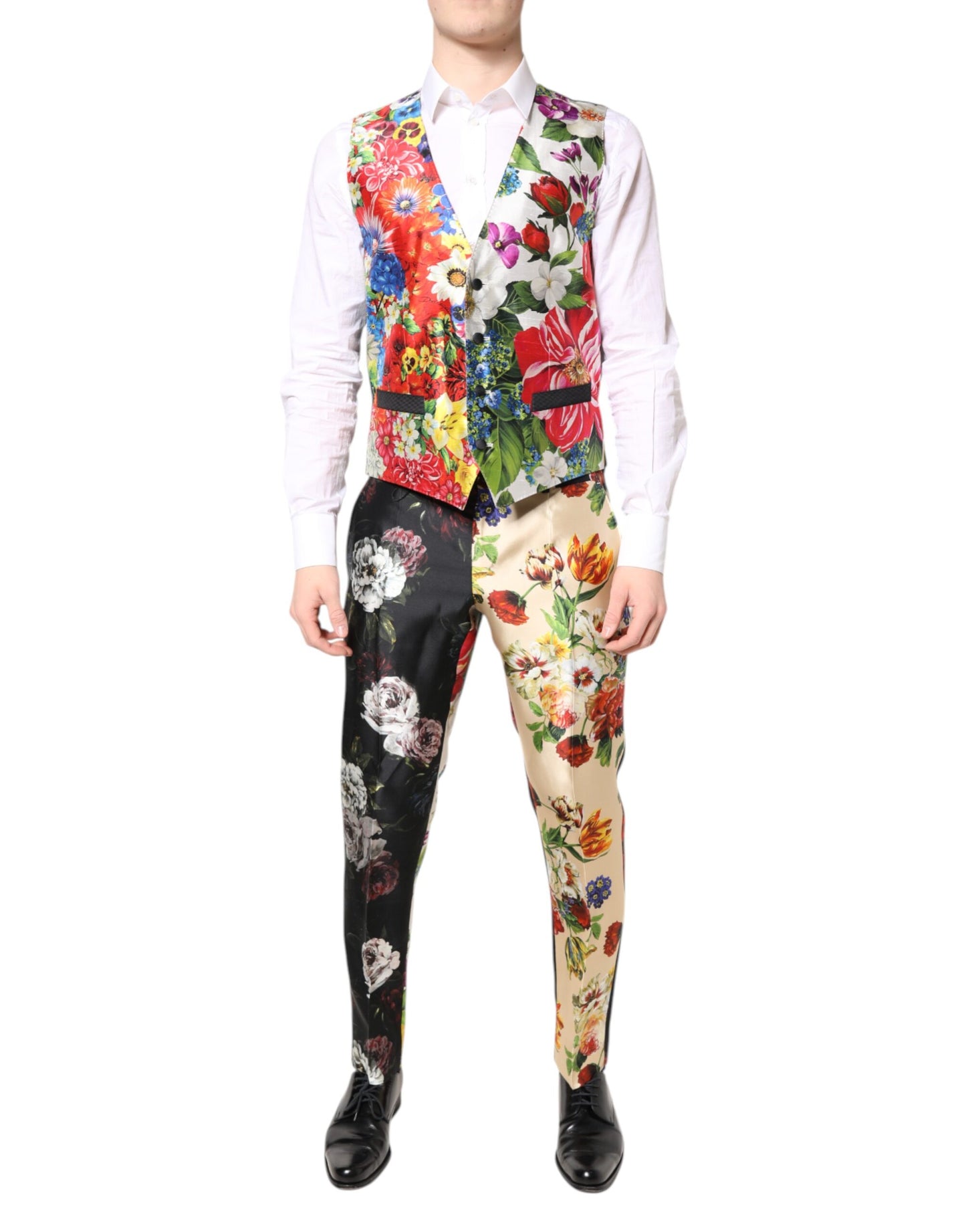 Costume 3 pièces en soie SICILIA à imprimé floral multicolore Dolce & Gabbana
