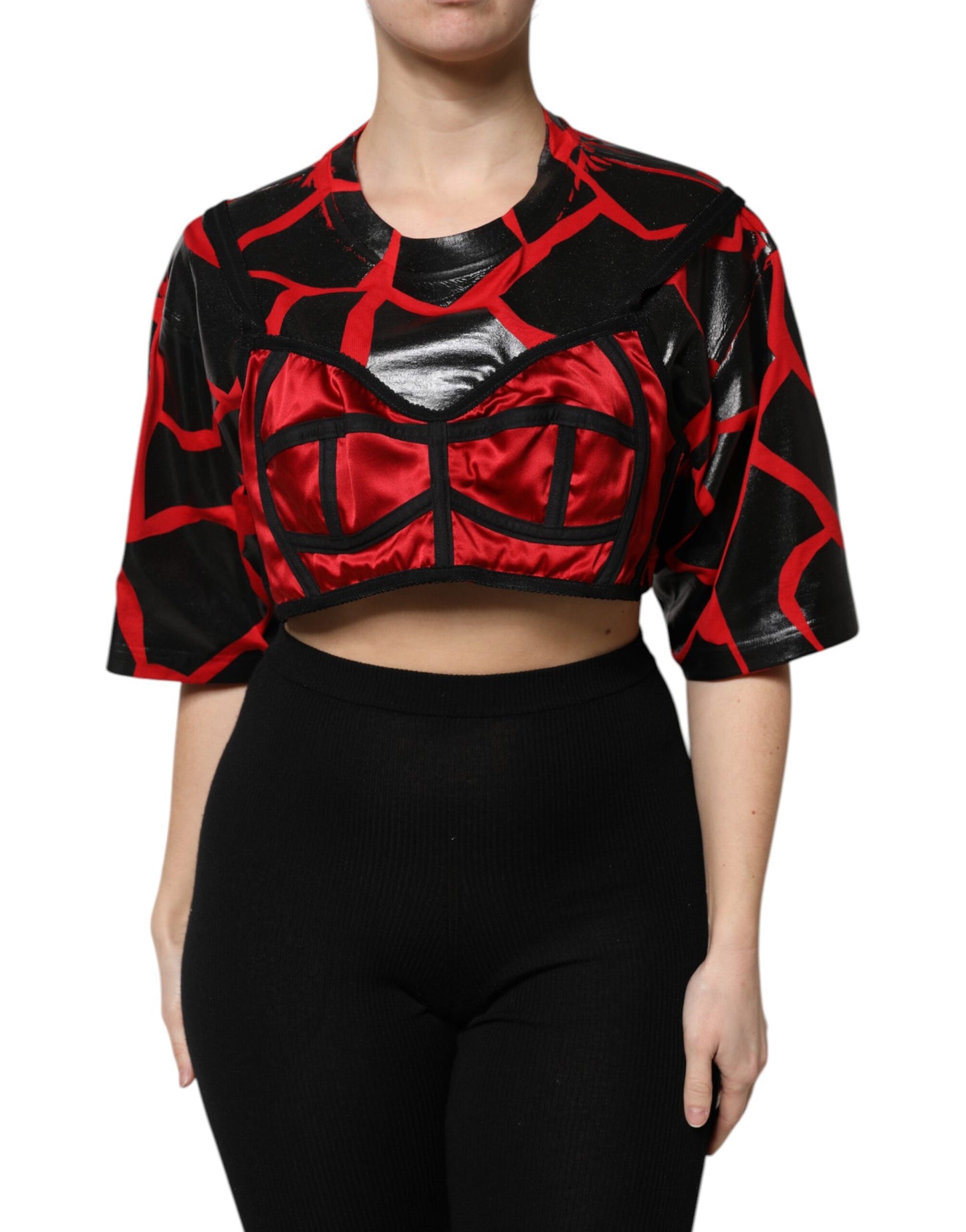 Top court bustier Dolce & Gabbana en coton rouge et noir