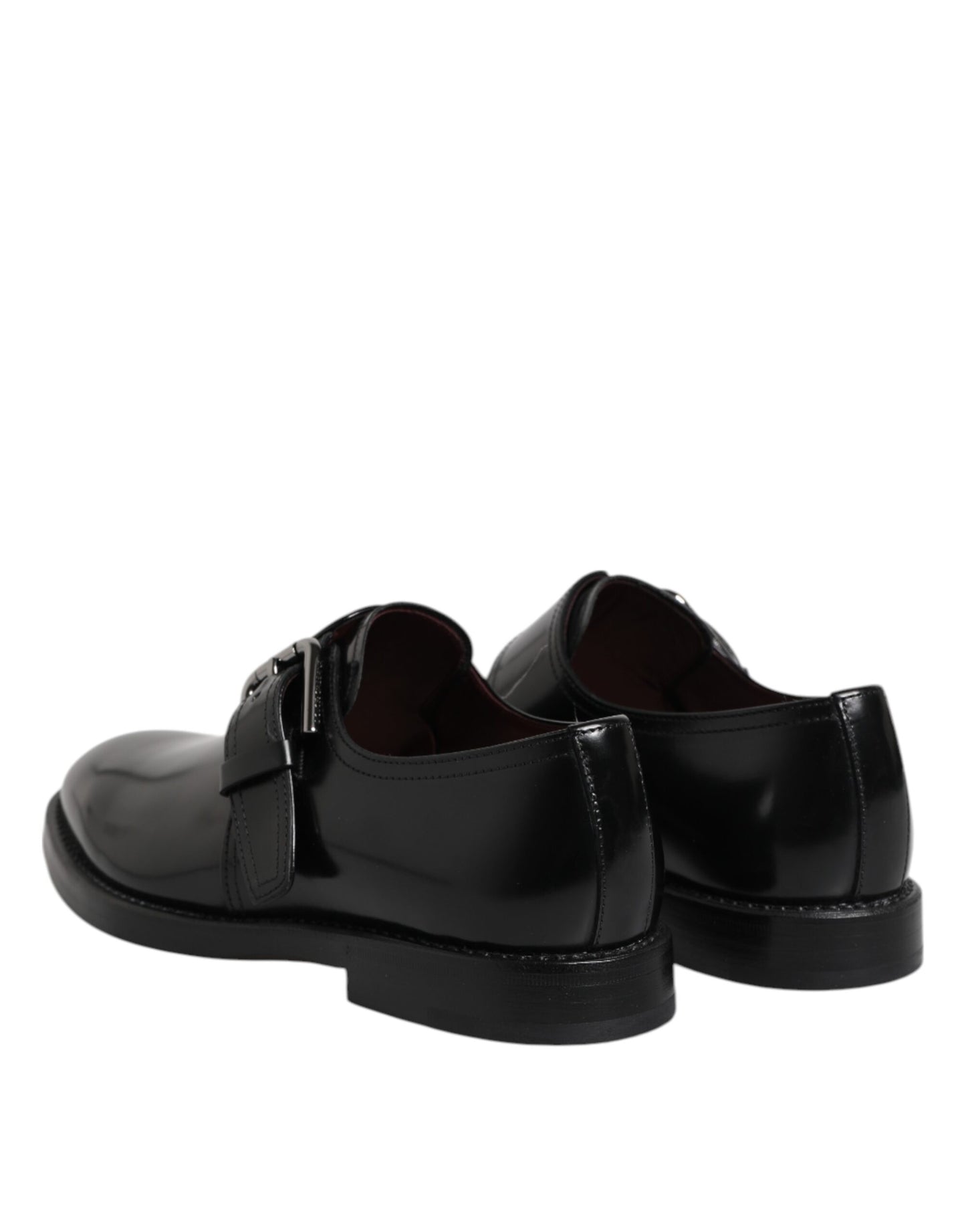 Chaussures habillées Dolce & Gabbana en cuir noir avec bride moine et bout droit