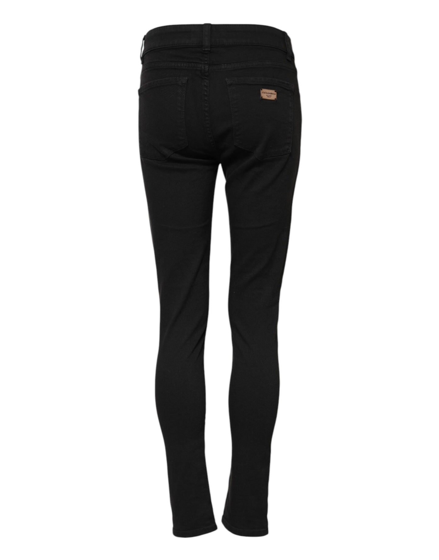 Jean Slim Taille Moyenne en Coton Noir Dolce & Gabbana