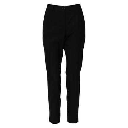 Pantalon fuselé taille haute en laine noire Dolce & Gabbana