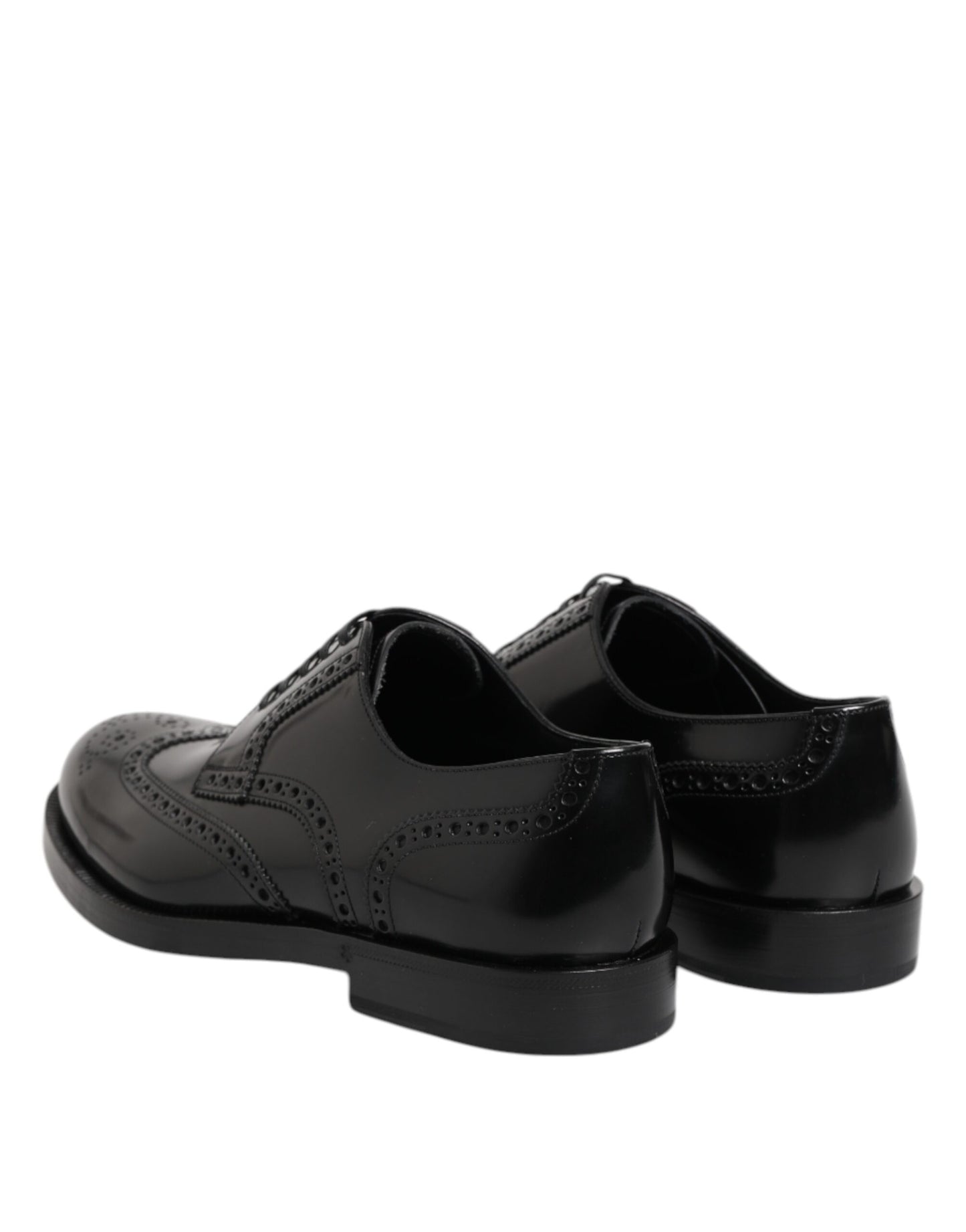 Chaussures habillées Richelieu en cuir noir à bout fleuri Dolce & Gabbana