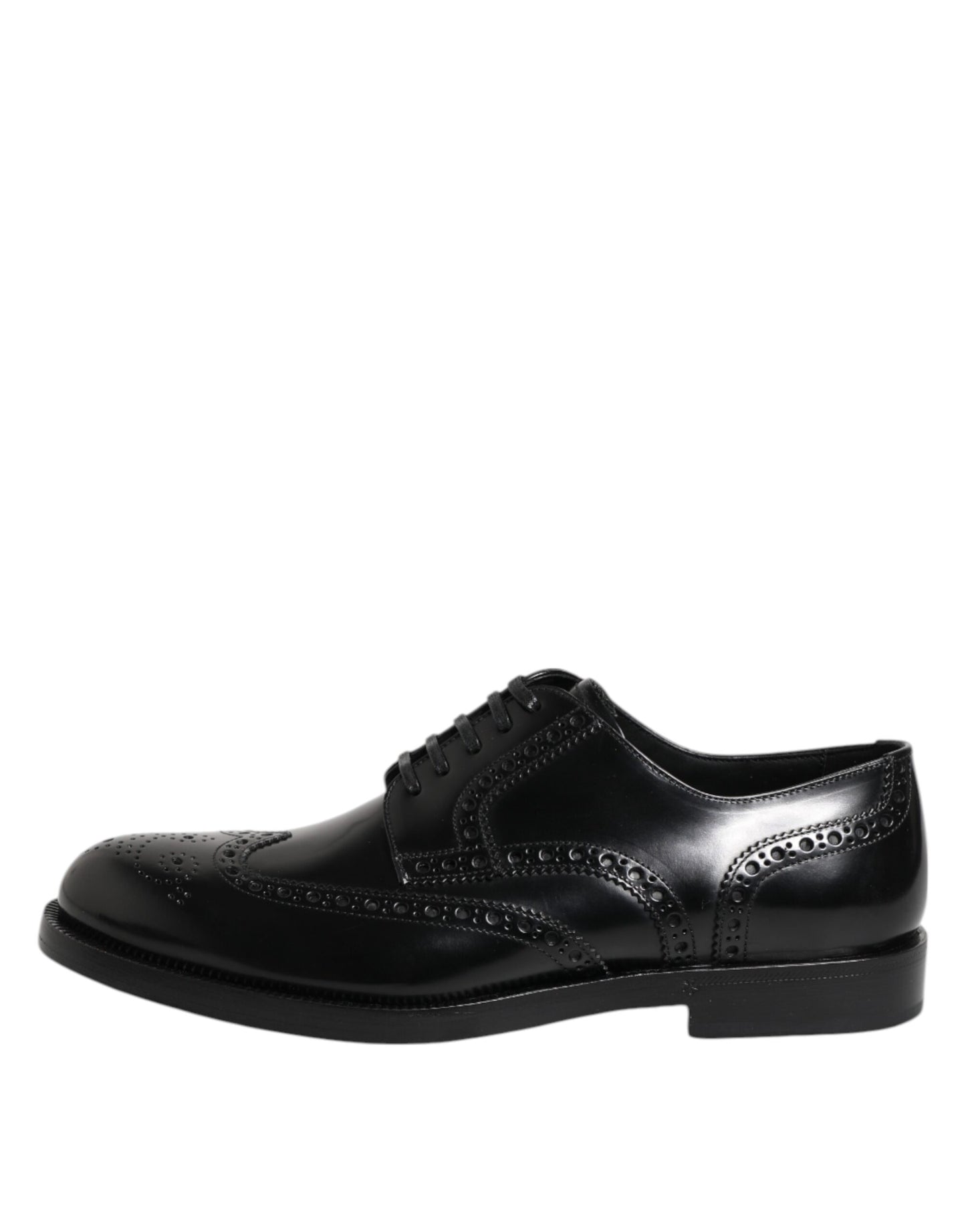 Chaussures habillées Richelieu en cuir noir à bout fleuri Dolce & Gabbana