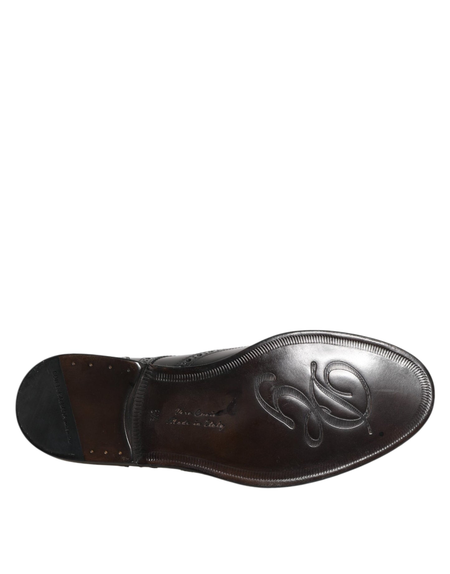 Chaussures habillées Richelieu en cuir noir à bout fleuri Dolce & Gabbana