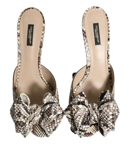 Chaussures Mules Peep Toe en Cuir avec Nœud Multicolore Keira Dolce & Gabbana