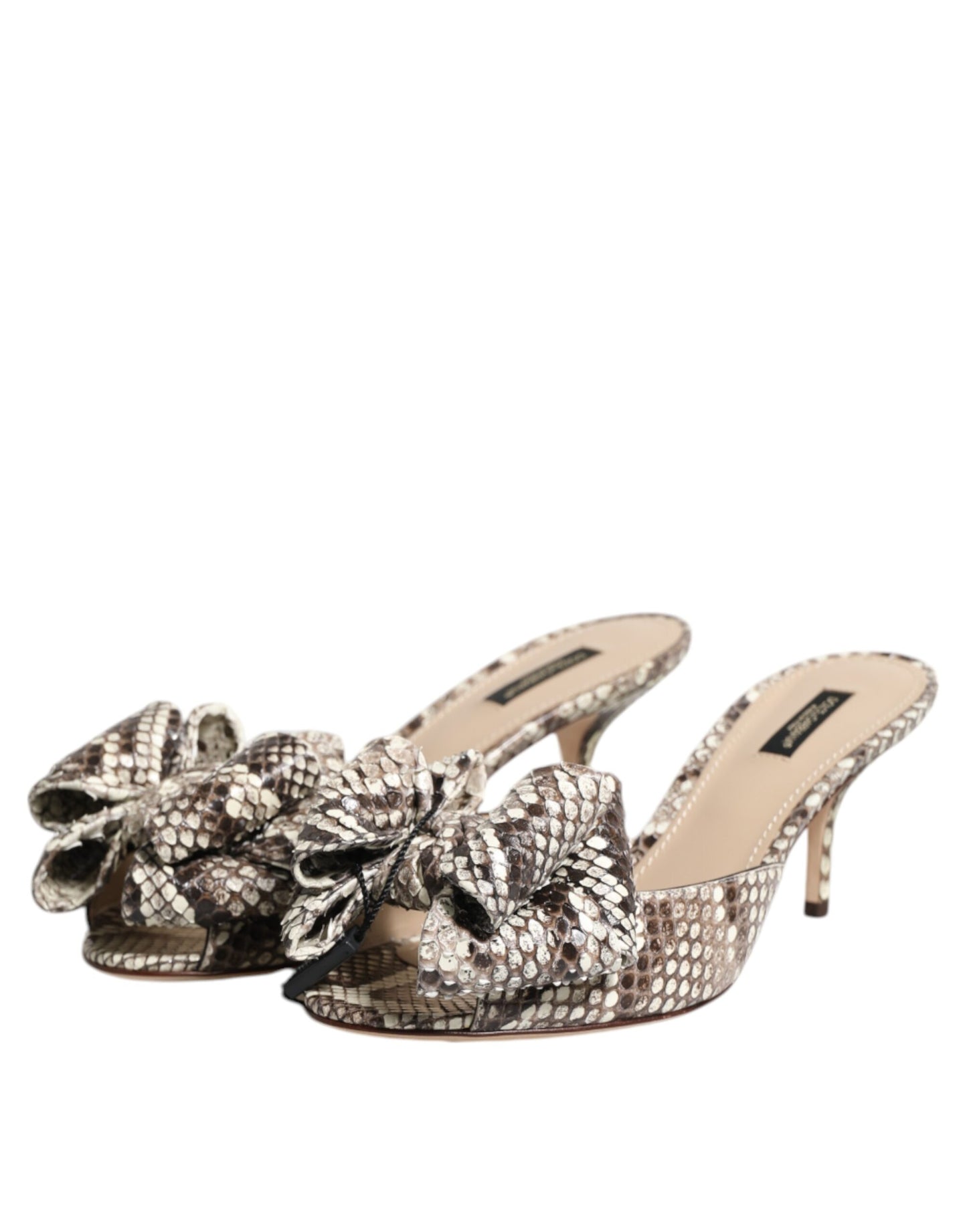 Chaussures Mules Peep Toe en Cuir avec Nœud Multicolore Keira Dolce & Gabbana