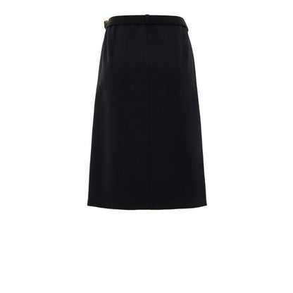 Falda midi Gucci de lana negra