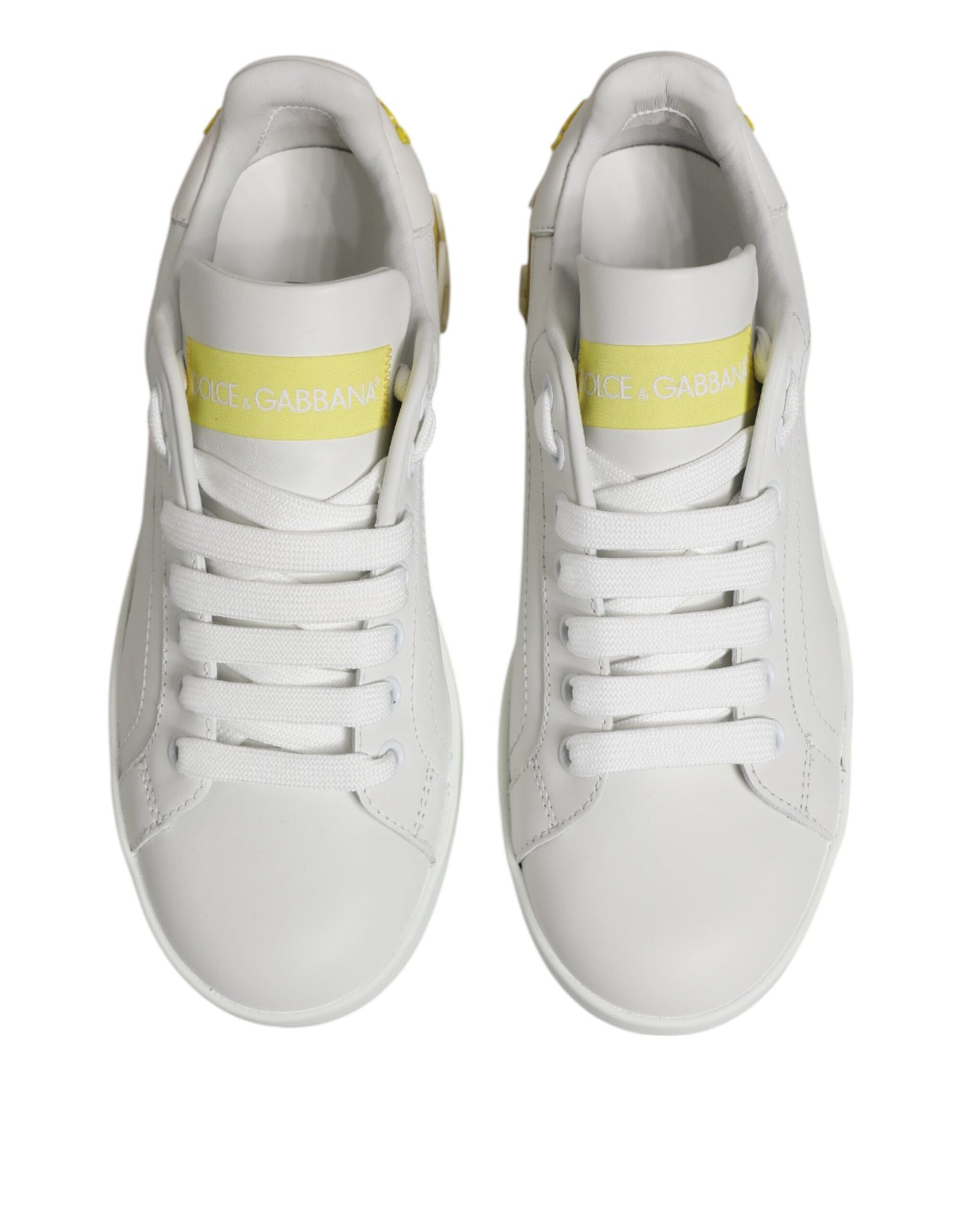 Chaussures Baskets Basses Dolce & Gabbana en Cuir Blanc Jaune