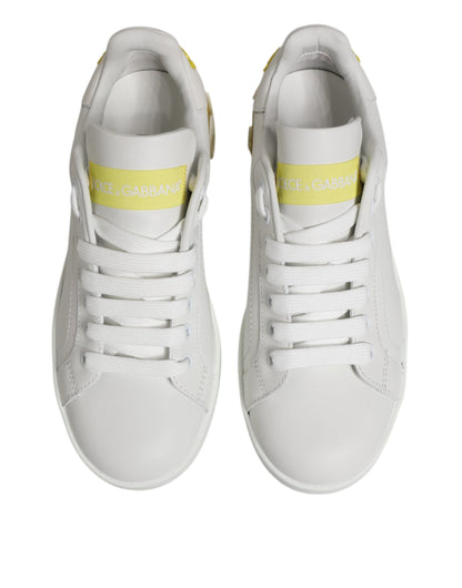 Chaussures Baskets Basses Dolce & Gabbana en Cuir Blanc Jaune