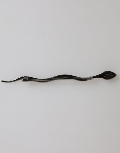 Dolce & Gabbana Black Brass Crystal Spilla Serpente Mens Brooch Pin