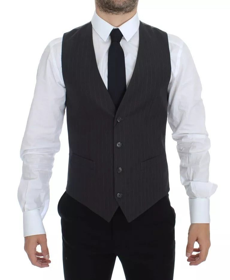 Gilet de costume rayé gris Dolce & Gabbana