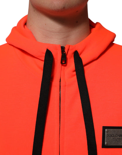 Haut à capuche Dolce & Gabbana en polyester rouge fluorescent avec logo