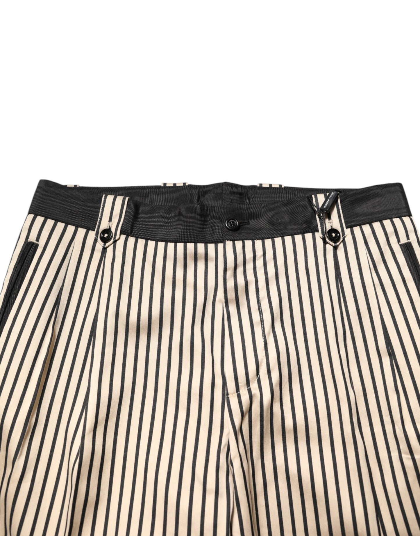 Pantalon Dolce & Gabbana en coton à rayures beiges et noires, coupe slim