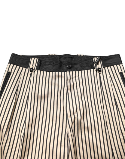 Pantalon Dolce & Gabbana en coton à rayures beiges et noires, coupe slim