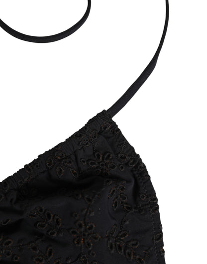 Sous-vêtement de maillot de bain triangle brodé noir Dolce & Gabbana