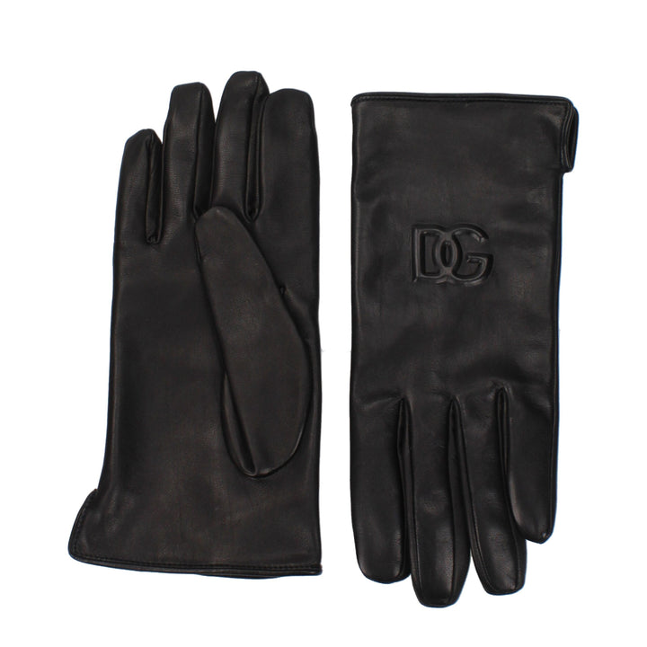 Guantes de cuero negros Dolce & Gabbana