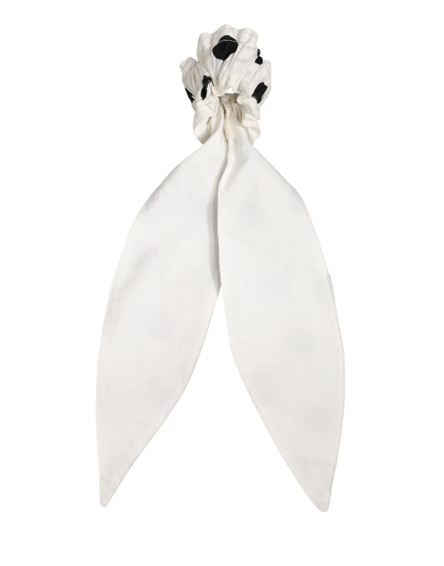 Dolce & Gabbana Chouchou en coton blanc à pois, accessoire pour cheveux, cravate/foulard