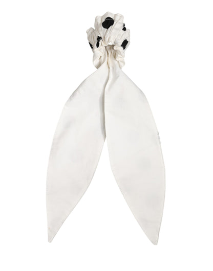 Dolce & Gabbana Chouchou en coton blanc à pois, accessoire pour cheveux, cravate/foulard