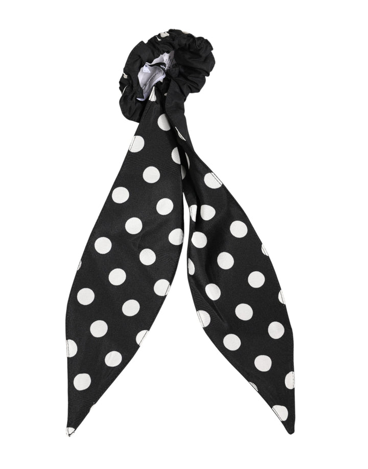 Dolce & Gabbana Chouchou Écharpe à Pois en Coton Noir