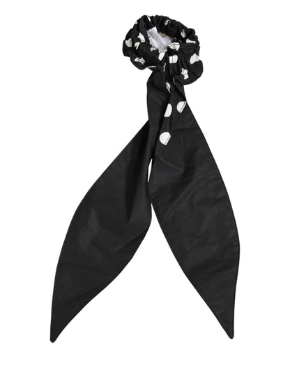 Dolce & Gabbana Chouchou Écharpe à Pois en Coton Noir