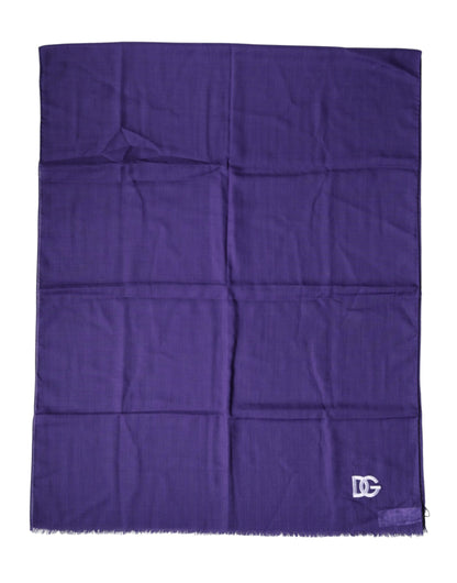 Dolce & Gabbana Purple Lace Stole Cotton Wrap Shawl Scarf
